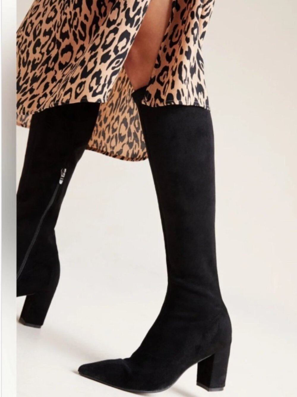 NWT Anthropologie Silent D Komass Knee-High Boots in Black Microsuede